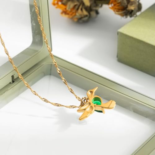 Image of 18k Gold Plated Vintage Dainty Pink Gemstone Bow Pendant Necklace Women Court Style Oval Cut Zircon Necklace
