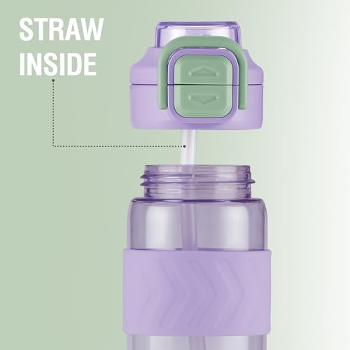 Image of MILTON Calvin 1000 2-in-1 Sip or Gulp Lid Water Bottle 1 ltr | Unbreakable | BPA-Free, One-Click Open,Leak-Proof, Crystal Clear Design, Sipper Water Bottle For Office, School, College, gym set, Purple