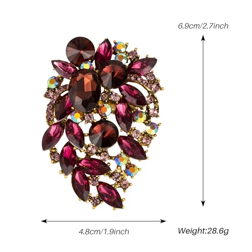 Image of SELOVO Rhinestone Statement Brooch Pin Flower Dress Accessory