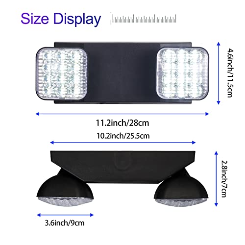 CM MZY Black Emergency Lights with Battery Backup,Commercial Emergency Light,Two Adjustable LED Light Head Emergency Lighting Fixtures,120-277V AC, UL Certified, 4 Pack