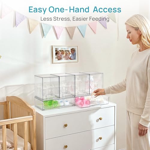Image of Vtopmart 6 Pack Baby Bottle Organizer Set, Stackable Storage Drawers Ideal for Kichen Countertop, Vanity, Bathroom, Cabinet, Pantry Organization