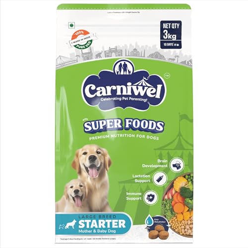 Image of Carniwel Superfoods Starter Dry Dog Food 3 kg | 100% Vegetarian | Fresh & Natural Ingredients | Highly Palatable | GMO Free | Premium Nutrition for Large Dogs