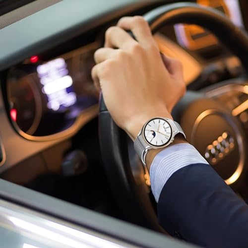 اساور ميلانو من نيسلين متوافقة مع ساعة هواوي GT6 2025/GT5/GT4 41 ملم، سوار حلقي مغناطيسي 18 ملم، اساور معصم ستانلس ستيل شبكية كلاسيكية بدون فجوات للنساء والرجال، 18 ملم