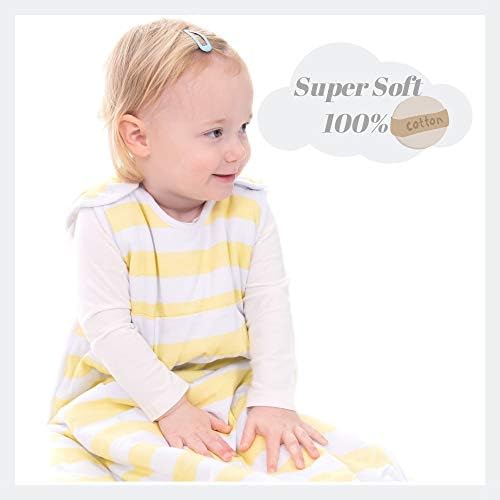 Snoozebag Baby Sleeping Bag Lemon Stripe Unisex Design 100% Cotton 1.0 Summer Tog Unisex Nursery Multi-Coloured Side Zip (18-36 Months)
