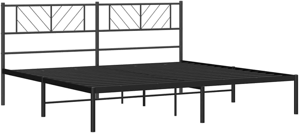 vidaXL Metal Bed Frame Black Powder-Coated Steel Double Metal Bed Frame