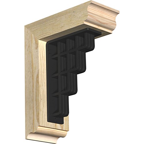 4"W x 9 1/2"D x 12"H Diane Traditional Ironcrest Rough Sawn Bracket, Douglas Fir (2"W x 5 1/2"D x 8"H Iron Bracket)