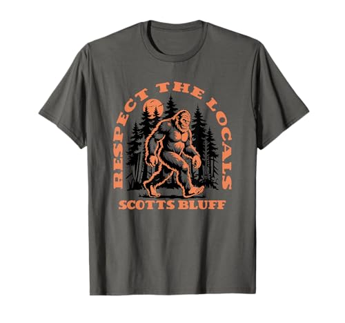Scotts Bluff Bigfoot Respect the Locals Retro Sasquatch T-Shirt