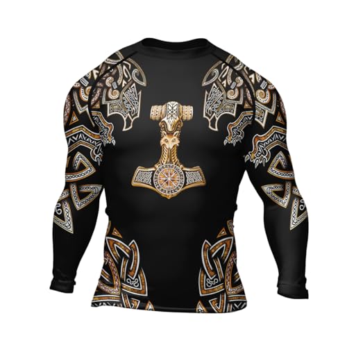 Viking Men's BJJ Rash Guard Long Sleeve Baselayer Compression Shirt for Jiu Jitsu MMA Wrestling Grappling2