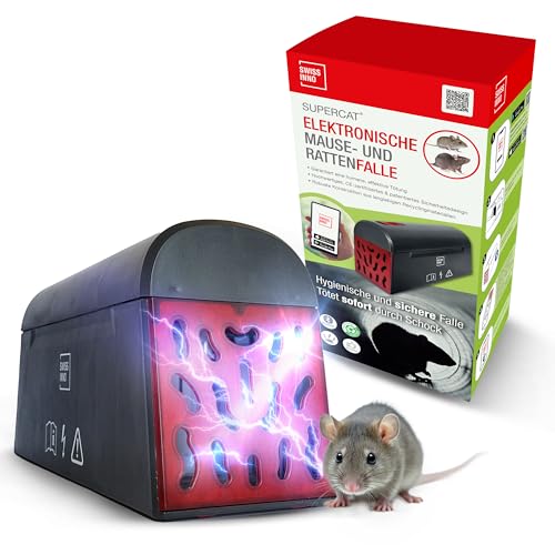 SWISSINNO Elektronische Rattenfalle und Mausefalle SuperCat - Rattenfalle Elektrisch ohne Rattengift - Falle Elektrisch für Innen- und Außeneinsatz - Bluetooth Fangstatus für iOS/Android