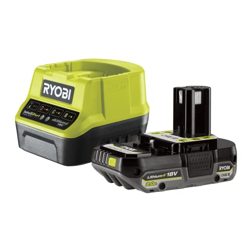 Ryobi - 1 Batterie Lithium+ 18V - 2,0 Ah compacte et 1 Chargeur Rapide 2,0 A - RC18120-120C