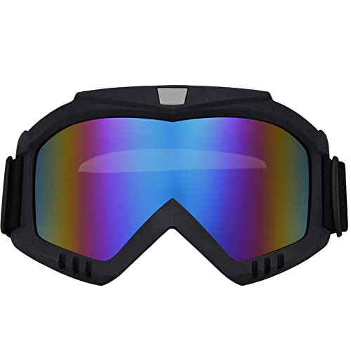 Broyeur 2 Pack Motorcycle Goggles, Dirt Bike Goggles, Riding/Atv/Ski Motion Goggles ，For Adults Men Women Youth Kids (Colorful/Black) #TOP5