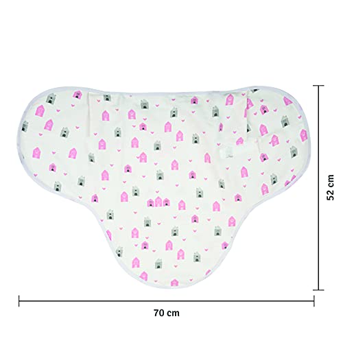 Cueiro Swaddle Ajustável Papi Compose 70Cm X 62Cm Contem 01 Un, Papi Textil, Branco/Rosa, 70X62
