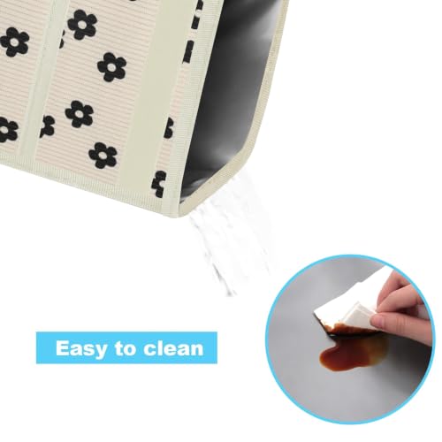 Image of Femuar Leak Proof Car Trash Can with Lid, Collapsible Hanging Waterproof Car Trash Bag with Mesh Pocket for SUV Front Seat Headrest, Large /Beige Flower