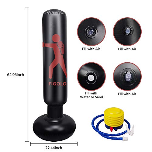 image for FIGOLO 63inch Inflatable Kids Punching Bag–Freestanding Punching Bag