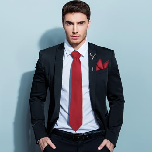 Set de corbata para hombre con pañuelo y broche miniatura 5