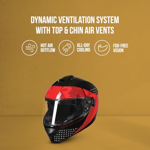 Image of TVS Racing Phantom Series Full Face Dual Visor Helmet for Men | Premium Bike Helmets with ABS Shell, UV Paint | Quick Release System | Aerodynamic Design | DOT & ISI Certified