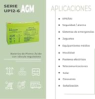 U-Power AGM Batterie 6V 12Ah, VRLA Bleiakku wartungsfrei, wiederaufladbar, Faston F1 (4,8 mm), für Alarmanlagen, USV/UPS, Sicherheit & Elektronik – Ansicht 4