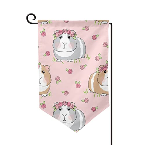 Drapeau de jardin pour le printemps | Décoration de cour motif cochon d'Inde et cupcake
