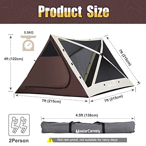 Image of MASTERCANOPY 7x7 Portable Screen House Room Pop up Gazebo Outdoor Camping Tent (7x7, Beige&Coffee)