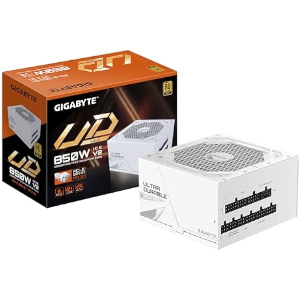 GIGABYTE UD850GM PG5 V2 ICE Zasilacz - PCIe Gen 5.1, 80 PLUS Gold, w pełni modułowa konstrukcja, wentylator 120 mm, kompatybilny z ATX 3.1, wtyczka EU