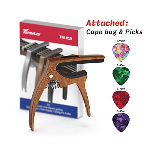 Image of Guitar Capo 3in1 Metal Capo for Acoustic&Electric Guitar Accessories | (With bag&4picks）for Acoustic and Electric Guitars, 6 Strings Accessories
