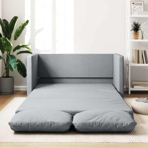 Teenpull Sofá de suelo con función de sueño, tela gris claro, 112 x 174 x 55 cm, sofá transformable para salón, habitación de invitados, sofá cama