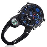 GOMETY Schwesternuhr Taschenuhr, Karabineruhren Leuchtende Schwesternuhr Uhr mit Karabiner Clip Krankenschwestern Uhren Multifunktionale Quarzuhr für Damen Herren Outdoor Rucksack Kletterer (blau)