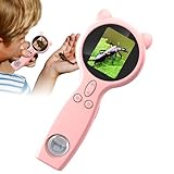 顕微鏡ハンドヘルド、手持ち顕微鏡, 50xポータブル、デジタルHDマグニファイア, 多機能、写真とビデオの撮影、STEM教育のための2つのレンズ、幼児の発見、子供科学をサポートしています