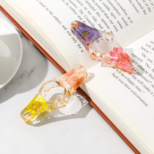 Resin Book Page Holder,2 Pcs Dried Flower Book Opener Handmade Resin Book Holders Thumb Bookmark Resin Bookmark Book Accessories Transparent Book Page Holders For Reading（Diamond Shape) #TOP1