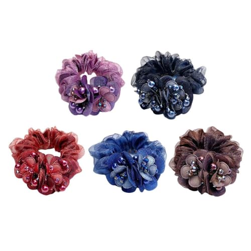 Ctdwnt CTDWNT-F2FAC0 Flower Hair Scrunchies For Women,Rhinestone Elastic Hair Bands,Large Organza Elastic Hair Ties thumb #7