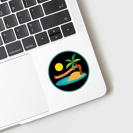 CafePress Retired Tropical Retirement Small Die Cut Sticker, 3"x4" Matte Finish