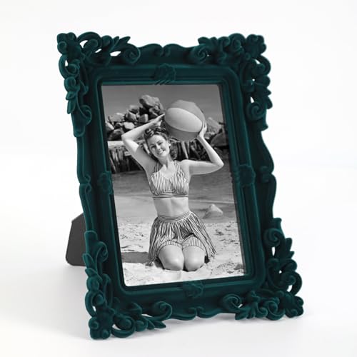 FOLKOR 4x6 Green Picture Frame for Wall Tabletop,Modern Baroque Room Decor
