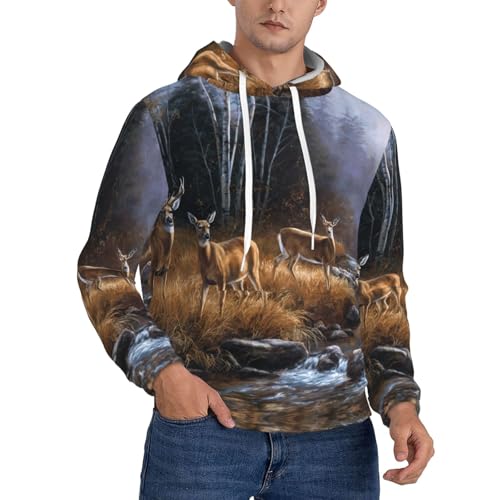 Sweat à capuche en polaire de qualité supérieure pour homme au design cerf
