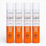 Totex Clipper Spray 400 ml, 4 Stück – 5-in-1: Schmiert, reinigt, kühlt und schützt vor Rost | Spray für Haarschneidemaschinen, Trimmer, Elektrorasierer und Friseurbedarf
