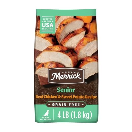 Merrick Premium Grain Free Dry Senior Dog Food, Wholesome And Natural Kibble, Real Chicken And Sweet Potato - 4.0 lb. Bag