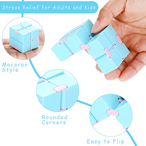 Gejoy 12 Pieces Infinity Cube Mini Fidget Blocks Mini Infinity Cube Desk Toy Sensory Tool Fidget Blocks Magic Puzzle Flip Cube For Teens Adults Birthday Favors (Macarons) #TOP3