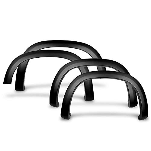 FREEMOTOR802 Compatible With 2019-2022 Chevy Silverado 1500 Fender Flares, Factory Style PP Polypropylene 4PC Textured Black Extension Fender Flare