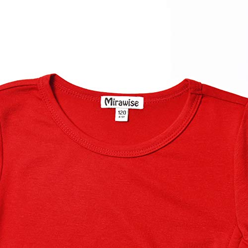 Image of Mirawise Girls Casual Long Short Shirts Tunic Tops Tee Shirt T-Shirts Side Tie Blouse 4-13 Years