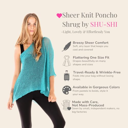 Image of SHU-SHI Womens Sheer Knit Poncho Shrug Lightweight Cover Up One Size Fits Most