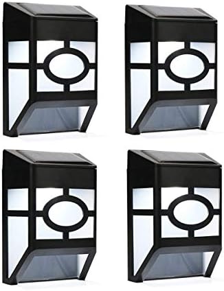 Derlights Solar Wall Lights Outdoor, Waterproof Solar Fence Light for Landscape Garden Yard Lawn Fence Deck Roof Lighting Decoration (4pcs)