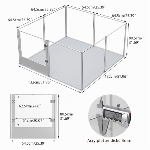 BingoPaw Acryl Wurfkiste Hunde Laufstall: Hundegehege Wohnung, 8-TLG Welpenauslauf 80 cm hoch, XXL Welpenlaufstall Indoor mit Tür und wasserdichte Boden