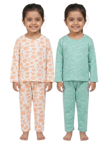 Image of The Mom Store Kids Cotton Night Suit for Boys and Girls | Breathable Night Dress for Kids Boys and Girls | Printed Nightsuit Pajama Set | Comfortable All-Season Sleepwear for Daily Use | Combo Set