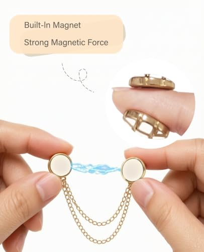 Image of Magnetic Clips with Chain Hijab Magnets for Pant Hem Leg & Sleeve Adjuster Hijab Scarf for Women for Clothing Accessories with Rhinestone Embellishments
