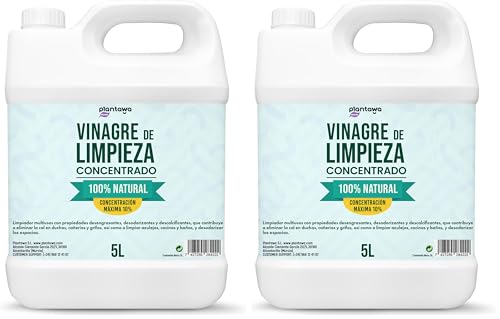 PLANTAWA Vinaigre Ménager 10º 5L | Vinaigre ménager haute concentration | Nettoyant multi-usages pour sols, cuisine, vitres, salle de bain | Format économique (Lot de 2)