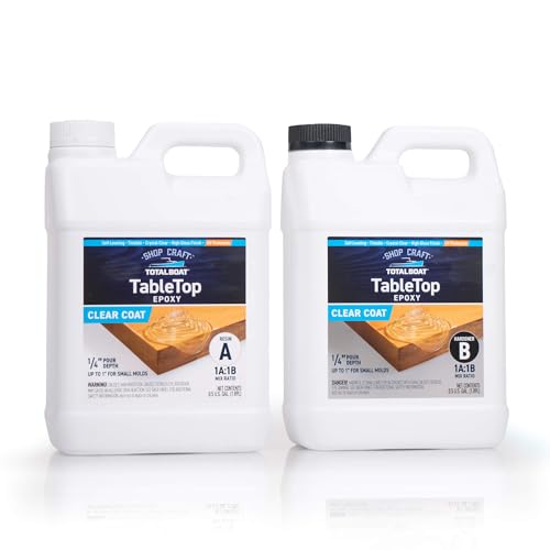 Comparison: Best Coating For Wood Countertops 6 TotalBoat Table Top Epoxy Resin Kit - 1 Gallon Crystal Clear Epoxy with High Gloss & UV-Resistance - Easy 1:1 Ratio for Bar and Table Coating, Woodworking, and Resin Art Casting