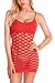ADOREJOY Womens Seamless Mesh Lingerie Chemise(XL,Red3)