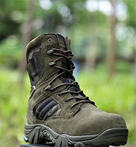 HARGLESMAN Men's Tactical Boots 8 Inches Combat Durable Military Work Desert Waterproof Jungle Boots with Zipper for Walking Outdoor Hiking Hunting Climbing Green US Size 8.53