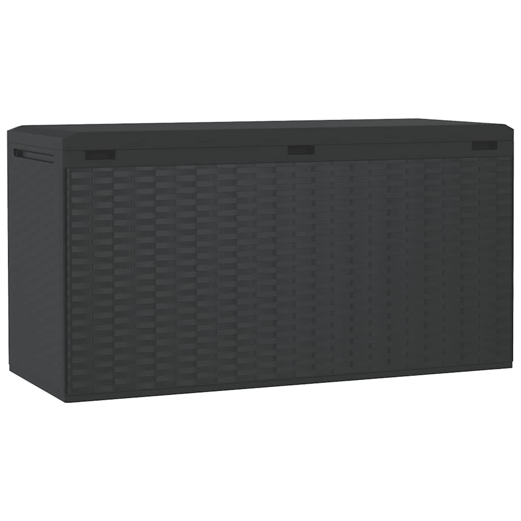 Contenitore da giardino antracite 114 x 47 x 60 cm, grande baule esterno in polipropilene per cuscini, cuscini, coperte, ideale per terrazza e balcone.