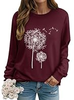 Material: 65% Polyester, 30% Cotton, 5% Spandex. Soft and Comfortable. Size: S-2XL. Features: Dandelion Graphic Print, Round Neck, Long Sleeve, Relaxed Fit, Casual Style. Match: Perfect match with your boots, skinny leggings, casual pants or denim pa...