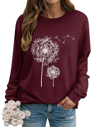 Dresswel Damen Löwenzahn Sweatshirt Langarmshirt Pusteblume Drucken...